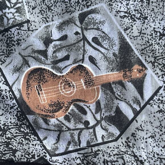 Roundy Bay Mens Hawaiian Shirt Large Button Up Tiki Guitar Aloha Luau Vacation - Picture 4 of 9